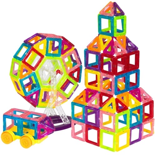 158-Piece Kids Mini Clear Magnetic Building Block Tile Toy Set for Education, STEM - Multicolor. Appears New - Lot 540