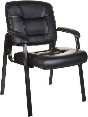 Amazon Basics Classic Leather Office Desk Guest Chair with Metal Frame, Black. Appears New - Lot 618