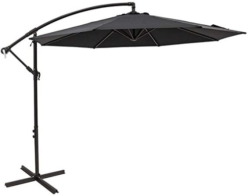 C-Hopetree 10 ft Offset Cantilever Outdoor Patio Umbrella with Cross Base Stand. Appears New - Lot 622
