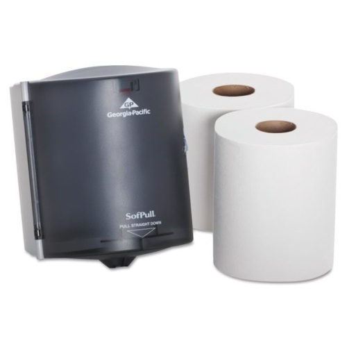 Lot of (2) Georgia Pacific Centerpull Paper Towel Dispenser Combos. One has some lightly damaged towels. Otherwise New - Lot 624