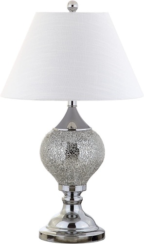 JONATHAN Y 27" Mirrored LED Table Lamp, Silver/Chrome. Appears New - Lot 630