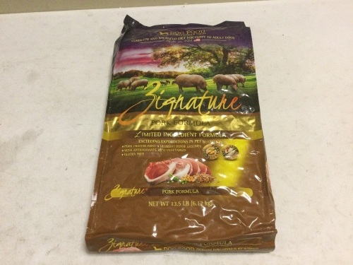Zignature Limited Ingredient Formula Grain-Free Dry Dog Food, Pork, 13.5 lbs - Lot 632