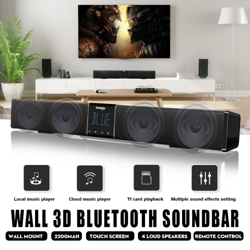 SMALODY LCD Display LED TV Soundbar Surround B luetooth 4.2 Speaker Subwoofer Support AUX/TF/3.5mm Stereo Audio with AUX to RCA Cable & Remote Control. Appears New - Lot 635