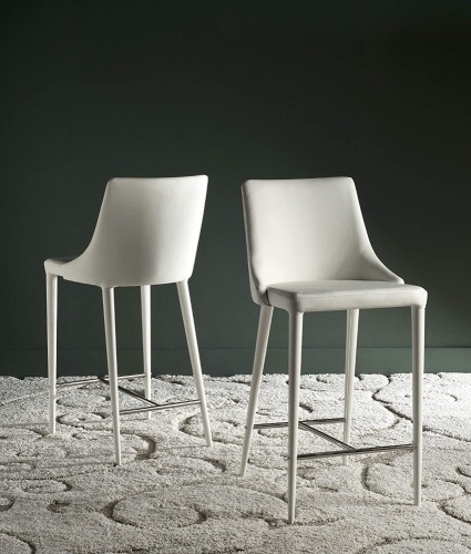 Safavieh Home Collection Summerset Mid-Century Modern White Counter Stool (Set of 2). New With Cosmetic Damage - Lot 677