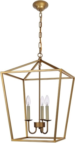 Foyer Lantern Pendant Light Fixture. Size: D17'' H25'' Chain 45''. NEW - Lot 743