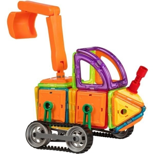 162-Piece Magnetic Building Block Tile Toy Set w/ Excavator Dump Truck. Appears New - Lot 853