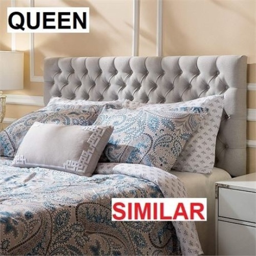 Tufted Gray Queen Headboard. Appears New - Lot 870
