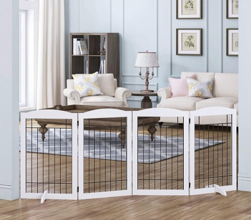 Spirich Free Standing Foldable Wire Pet Gate for Dogs. 4 Panels. 30 Inches Tall. Appears New. E-Commerce Return - Lot 887