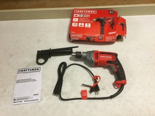 Craftsman 1/2-in 7-Amp Corded Hammer Drill. Tested and Works - Lot 903
