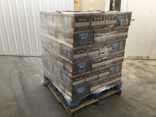 Pallet of (102) Cases of Muscle Milk Light Protein Shake, Chocolate, 28g Protein, 17 FL OZ. Best by Date of 11-23-20 - Lot 3053