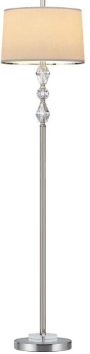 OYEARS Modern 62” Crystal Stacked Ball Floor Lamp Polished Steel Chrome White Fabric Shade - New  - Lot 1075