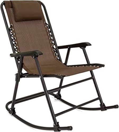 Foldable Zero Gravity Rocking Mesh Patio Lounge Chair w/Headrest Pillow - Lot 843