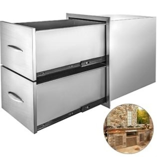 VEVOR 24”x 18” Stainless Steel Outdoor Kitchen Double Drawer Silver - Lot 80