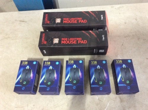 Lot of (2) HAVIT RGB Extended Mouse Pads & (5) RGB Wired Computer Mouse - Lot 544