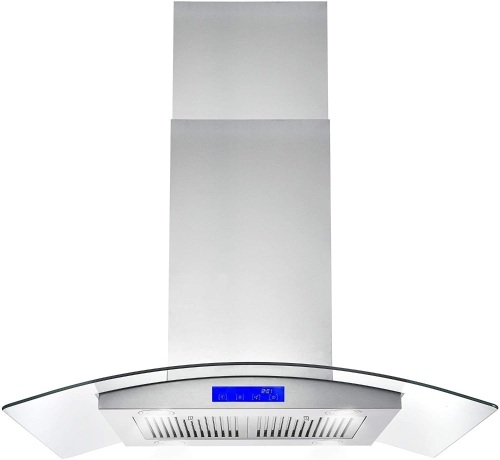 Cosmo 36" Ducted Island Range Hood with LED Lighting and Permanent Filters, Stainless Steel  - Lot 143