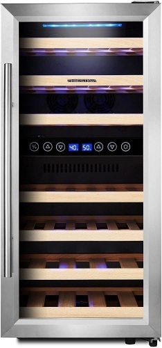 Phiestina Dual Zone 33 Bottle Wine Refrigerator with Digital Memory Temperature Control  - Lot 186