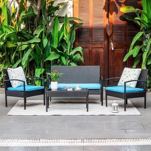 M&W 4 Piece Wicker Patio Furniture Set   - Lot 169