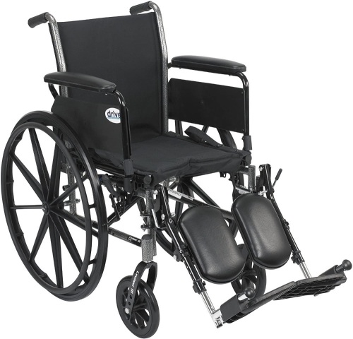 Drive Medical Cruiser III Lightweight Folding Wheelchair with Flip Back, Detachable Full Arms and Elevating Legrest - Lot 445