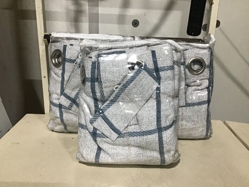 Lot of (3) Vogol Linen Texture Grommet Top Gingham Curtains, 52" x 96"  - Lot 520