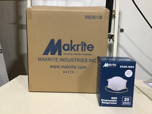 Case of (12) Makrite N95 Disposable Respirators, 20 pc - Lot 770