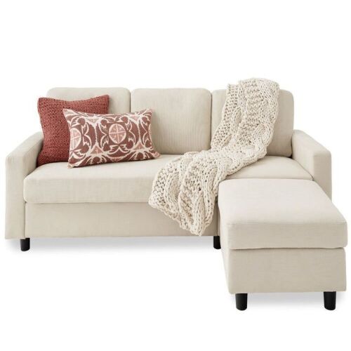 Upholstered Sectional Sofa Couch w/ Chaise Lounge, Reversible Ottoman Bench - Lot 52
