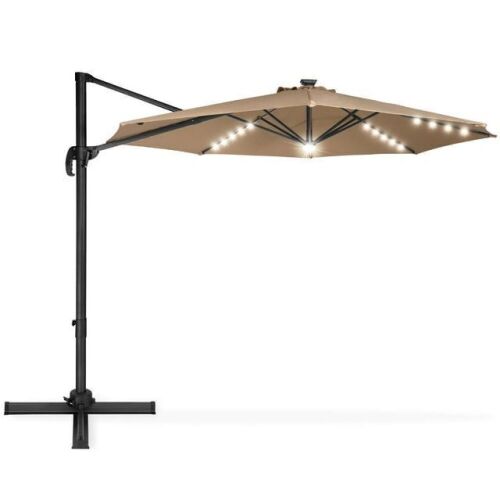 360-Degree LED Cantilever Offset Patio Umbrella w/ Tilt - 10ft - Lot 166