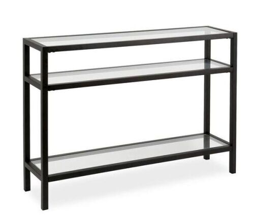 Meyer&Cross Sivil 42 in. Blackened Bronze Standard Rectangle Glass Console Table with Storage  - Lot 300