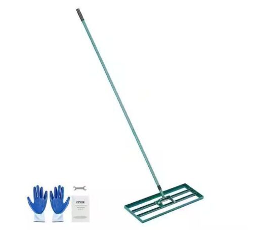 Heavy-Duty Lawn Leveling Rake 30 in. x 10 in. with 78 in. Steel Extended Handle   - Lot 321