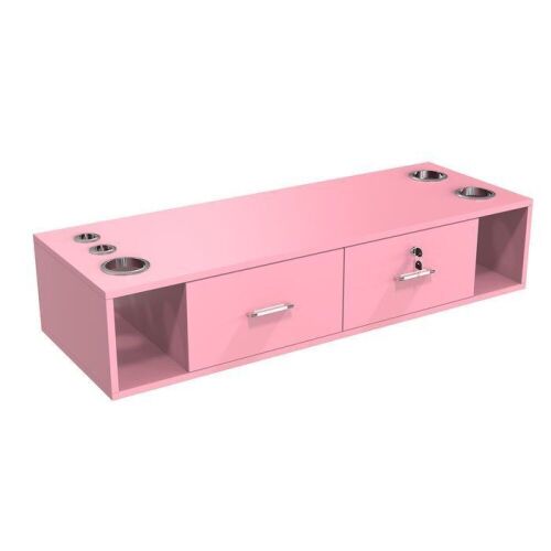 OmySalon Locking Wall Mount Styling Station Salon Cabinet with 5 Hair Dryer Holders - Lot 347