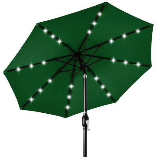 Solar LED Lighted Patio Umbrella w/ Tilt Adjustment, UV-Resistant- 10ft - Lot 368