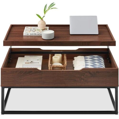 Lift Top Coffee Table w/ Tray Edge Tabletop, Wood-Grain Finish - 44in - Lot 396