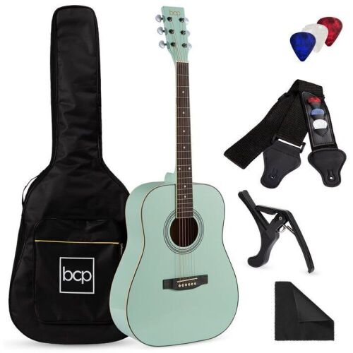 41in Acoustic Guitar Starter Kit w/ Digital Tuner, Padded Case, Picks, Strap - Lot 459