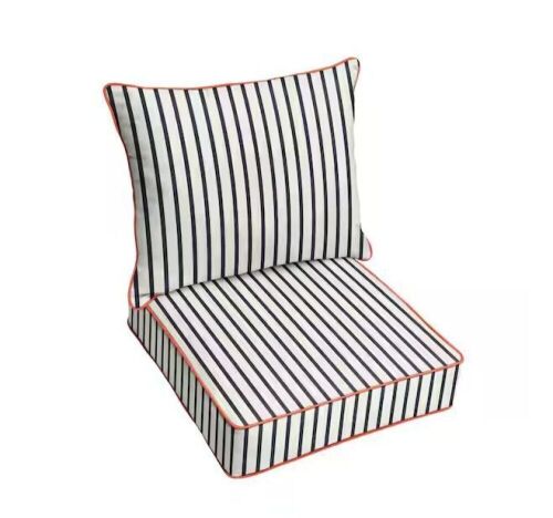 Sorra Home Deep Seating Outdoor Pillow and Cushion Set in Sunbrella Lido Indigo  - Lot 541