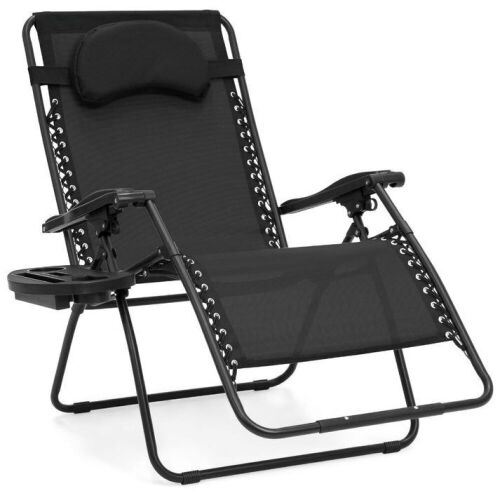Oversized Reclining Zero Gravity Chair Lounger w/ Cup Holder, Pillow - Lot 651