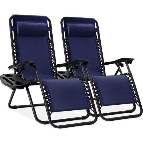 Set of 2 Adjustable Zero Gravity Patio Chair Recliners w/ Cup Holders - Lot 668