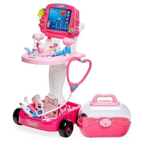 Play Doctor Kit for Kids with 17 Accessories, Mobile Cart - Lot 529