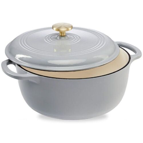 Cast-Iron Dutch Oven Kitchen Cookware w/ Enamel, Handles - 6qt - Lot 689