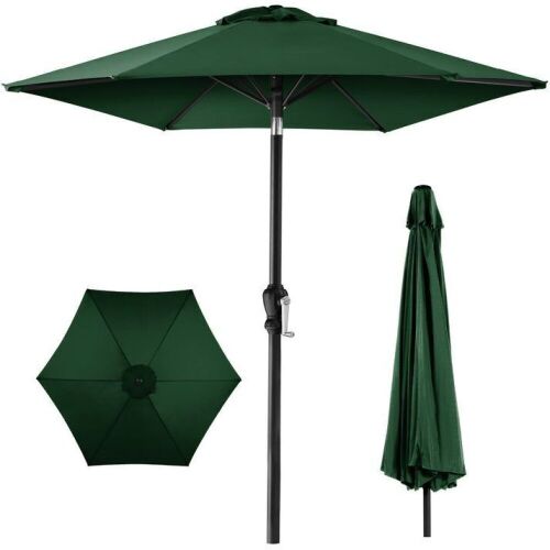 Outdoor Steel Market Patio Umbrella Decoration w/ Tilt, Crank Lift - 10ft - Lot 738