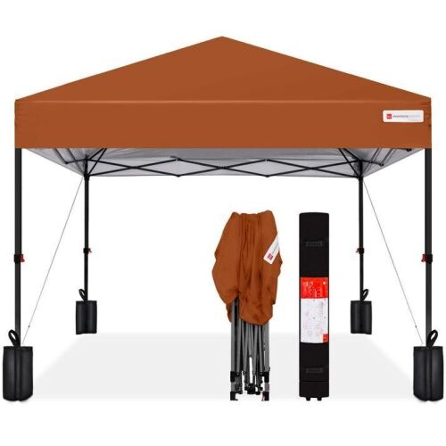 One-Person Setup Instant Pop Up Canopy w/ Case, 4 Weight Bags - 10x10ft - Lot 187