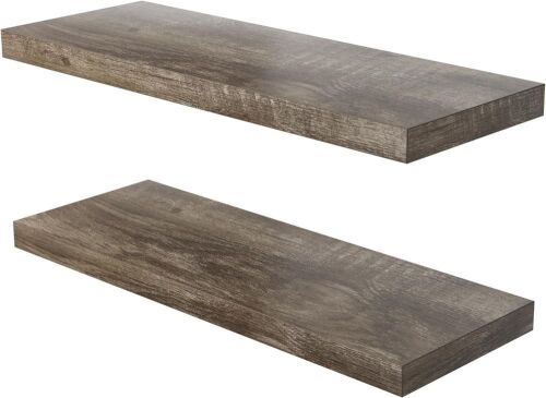 Wooden Floating Wall Shelves, 24 in W x 12.75 in D x 2 in H, Set of 2  - Lot 175