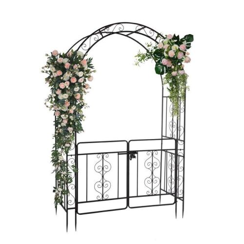 7 Ft Metal Garden Arbor w/ Doors  - Lot 185
