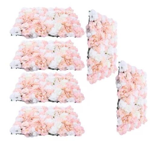 6-Piece Pink and White Artificial Silk Rose Wall Flowers Panel  - Lot 414