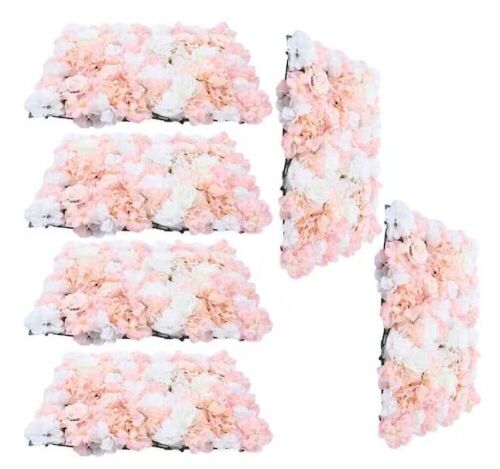 6-Piece Pink and White Artificial Silk Rose Wall Flowers Panel - Lot 484