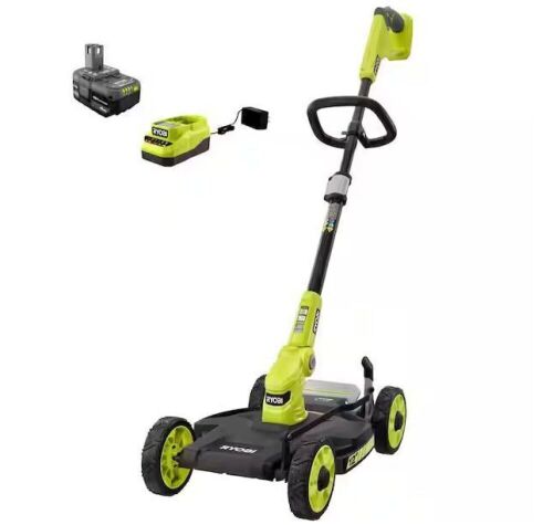 RYOBI ONE+ 18V 12 in. Cordless Mower with 4.0 Ah Battery and Charger  - Lot 61