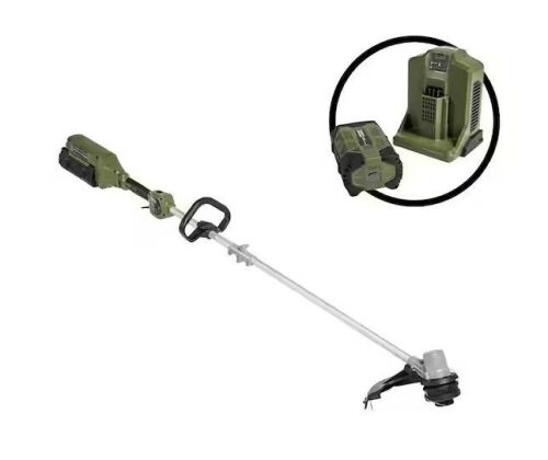  Green Machine 62V Cordless Battery 16” String Trimmer Cut Swath Brushless Motor with Quick Reload Spool and 2.5 Ah Battery and Charger  - Lot 68
