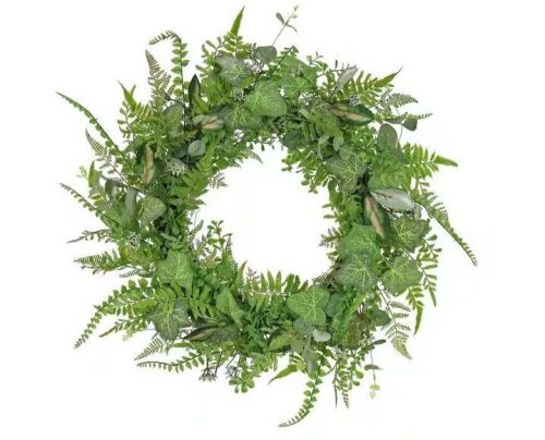 National Tree Company 26 in. Mixed Leaf Greenery Wreath  - Lot 614