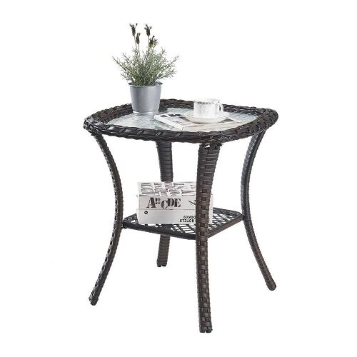 Brown Square Wicker Outdoor Side Table  - Lot 143