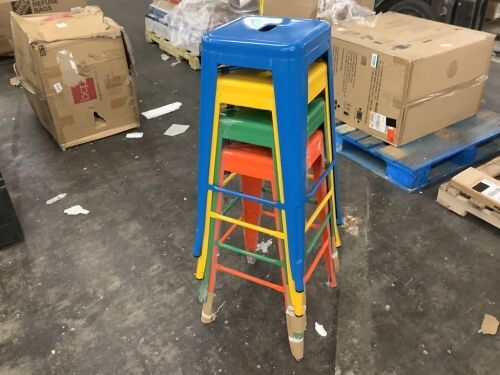 30 in. Blue Metal Bar Stool, Set of 4  - Lot 273