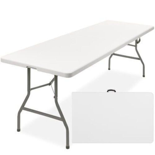 Portable Folding Plastic Dining Table w/ Handle, Lock - 8ft - Lot 522