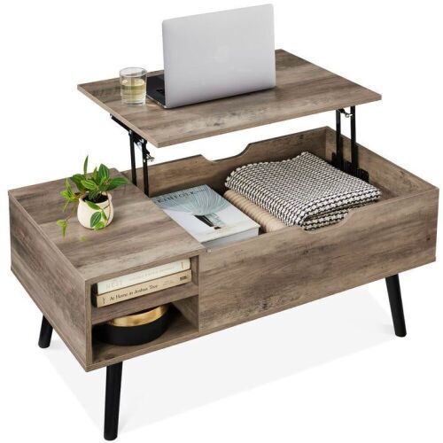 Wooden Mid-Century Modern Lift Top Coffee Table w/ Removable Shelf - Lot 602